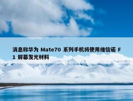 消息称华为 Mate70 系列手机将使用维信诺 F1 屏幕发光材料