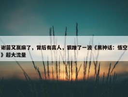 谢苗又赢麻了，背后有高人，狠蹭了一波《黑神话：悟空》超大流量