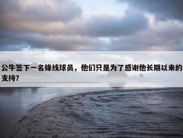 公牛签下一名锋线球员，他们只是为了感谢他长期以来的支持？