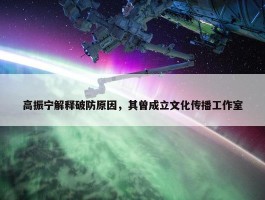 高振宁解释破防原因，其曾成立文化传播工作室