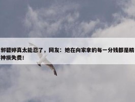 郭碧婷真太能忍了，网友：她在向家拿的每一分钱都是精神损失费！