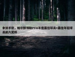 拿到手软，帕尔默领取PFA年度最佳球员+最佳年轻球员前六奖杯