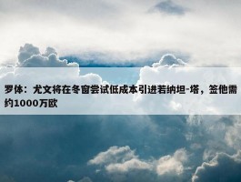 罗体：尤文将在冬窗尝试低成本引进若纳坦-塔，签他需约1000万欧