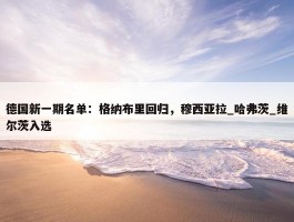 德国新一期名单：格纳布里回归，穆西亚拉_哈弗茨_维尔茨入选