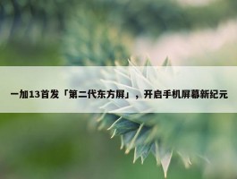 一加13首发「第二代东方屏」，开启手机屏幕新纪元