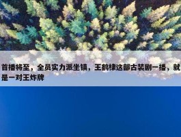 首播将至，全员实力派坐镇，王鹤棣这部古装剧一播，就是一对王炸牌