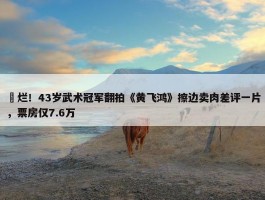 ​烂！43岁武术冠军翻拍《黄飞鸿》擦边卖肉差评一片，票房仅7.6万