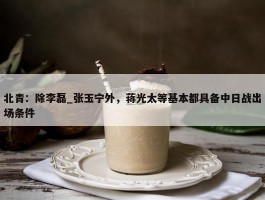 北青：除李磊_张玉宁外，蒋光太等基本都具备中日战出场条件