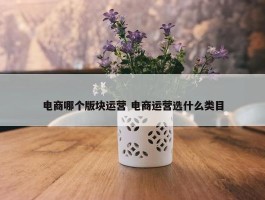 电商哪个版块运营 电商运营选什么类目