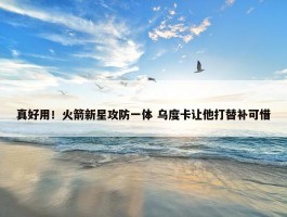 真好用！火箭新星攻防一体 乌度卡让他打替补可惜