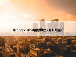 曝iPhone SE4相机模块12月开始量产