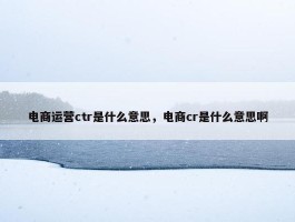 电商运营ctr是什么意思，电商cr是什么意思啊