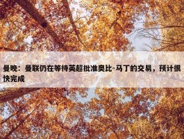 曼晚：曼联仍在等待英超批准奥比-马丁的交易，预计很快完成