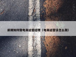 前期如何做电商运营经理（电商运营该怎么做）