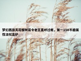 梦幻西游天花板树苗令老王直呼过瘾，第一150不磨属性法杖出炉