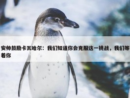 安帅鼓励卡瓦哈尔：我们知道你会克服这一挑战，我们等着你