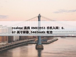 realme 真我 RMX3953 手机入网：6.67 英寸屏幕_5465mAh 电池