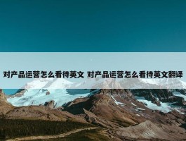 对产品运营怎么看待英文 对产品运营怎么看待英文翻译