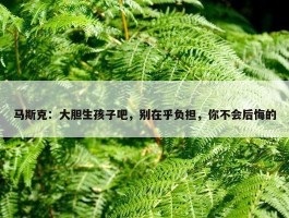 马斯克：大胆生孩子吧，别在乎负担，你不会后悔的