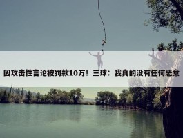 因攻击性言论被罚款10万！三球：我真的没有任何恶意