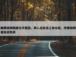 曝黄晓明杨颖分手原因，两人在投资上有分歧，传黄晓明曾投资失利