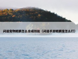 问道宠物鲲鹏怎么合成技能（问道手游鲲鹏变怎么打）