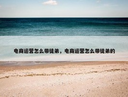 电商运营怎么带徒弟，电商运营怎么带徒弟的