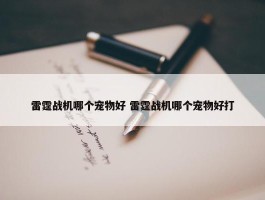 雷霆战机哪个宠物好 雷霆战机哪个宠物好打