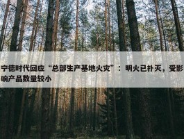 宁德时代回应“总部生产基地火灾”：明火已扑灭，受影响产品数量较小