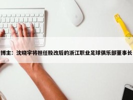 博主：沈晓宇将担任股改后的浙江职业足球俱乐部董事长