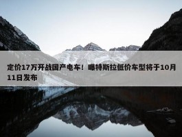 定价17万开战国产电车！曝特斯拉低价车型将于10月11日发布