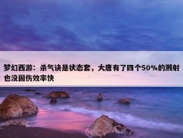 梦幻西游：杀气诀是状态套，大唐有了四个50%的溅射也没固伤效率快