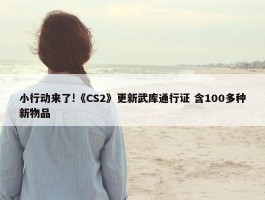 小行动来了!《CS2》更新武库通行证 含100多种新物品