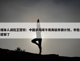 媒体人调侃王楚钦：中国乒乓球不用再搞养狼计划，养他就够了