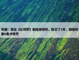 邓婕：我在《红楼梦》剧组受排挤，隐忍了3年，剧播到第6集才释然