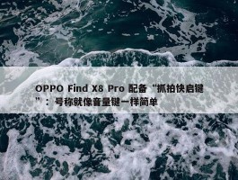 OPPO Find X8 Pro 配备“抓拍快启键”：号称就像音量键一样简单