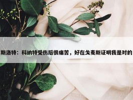 斯洛特：科纳特受伤后很痛苦，好在戈麦斯证明我是对的