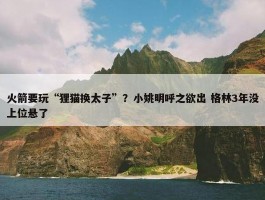 火箭要玩“狸猫换太子”？小姚明呼之欲出 格林3年没上位悬了