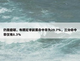 仍需磨砺，布朗尼季前赛命中率为29.7%，三分命中率仅有8.3%