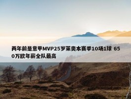 两年前是意甲MVP25岁莱奥本赛季10场1球 650万欧年薪全队最高