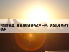 孙颖莎赛后：比赛用球还是有点不一样；状态比昨天好了很多