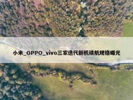 小米_OPPO_vivo三家迭代新机续航规格曝光