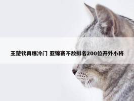 王楚钦再爆冷门 亚锦赛不敌排名200位开外小将