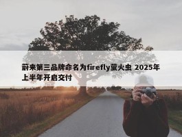 蔚来第三品牌命名为firefly萤火虫 2025年上半年开启交付