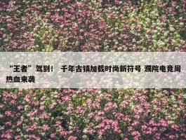 “王者”驾到！ 千年古镇加载时尚新符号 濮院电竞周热血来袭