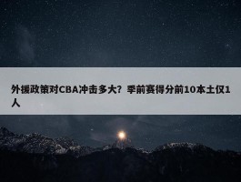 外援政策对CBA冲击多大？季前赛得分前10本土仅1人