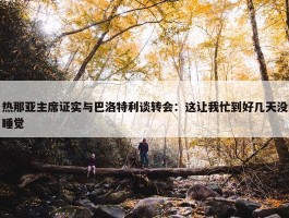 热那亚主席证实与巴洛特利谈转会：这让我忙到好几天没睡觉