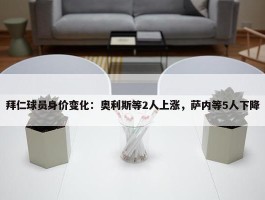 拜仁球员身价变化：奥利斯等2人上涨，萨内等5人下降