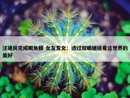 汪建民完成眼角膜 女友发文：透过双眼继续看这世界的美好