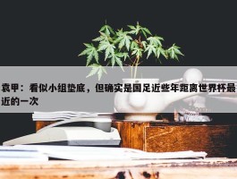 袁甲：看似小组垫底，但确实是国足近些年距离世界杯最近的一次